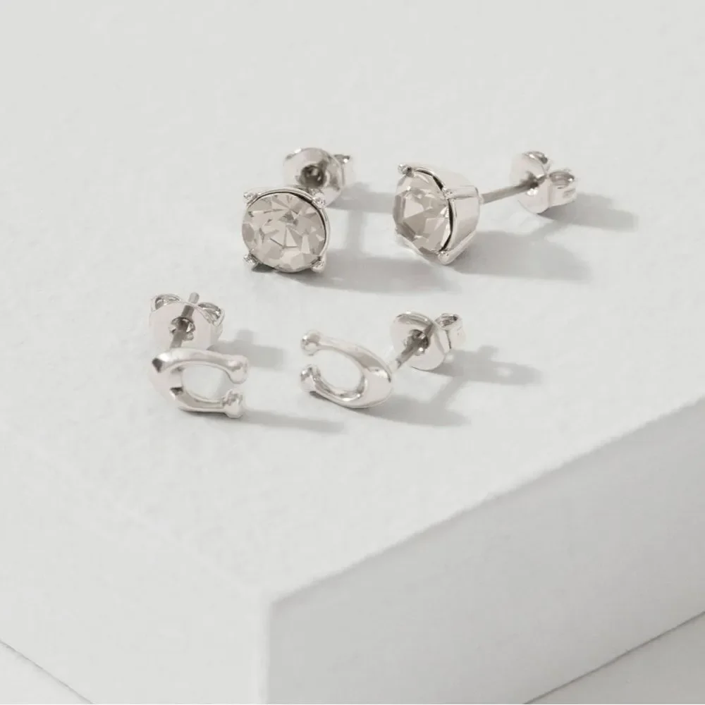 Coach Signature C Stud Earrings Set of Two • NWT - Picture 4 of 9